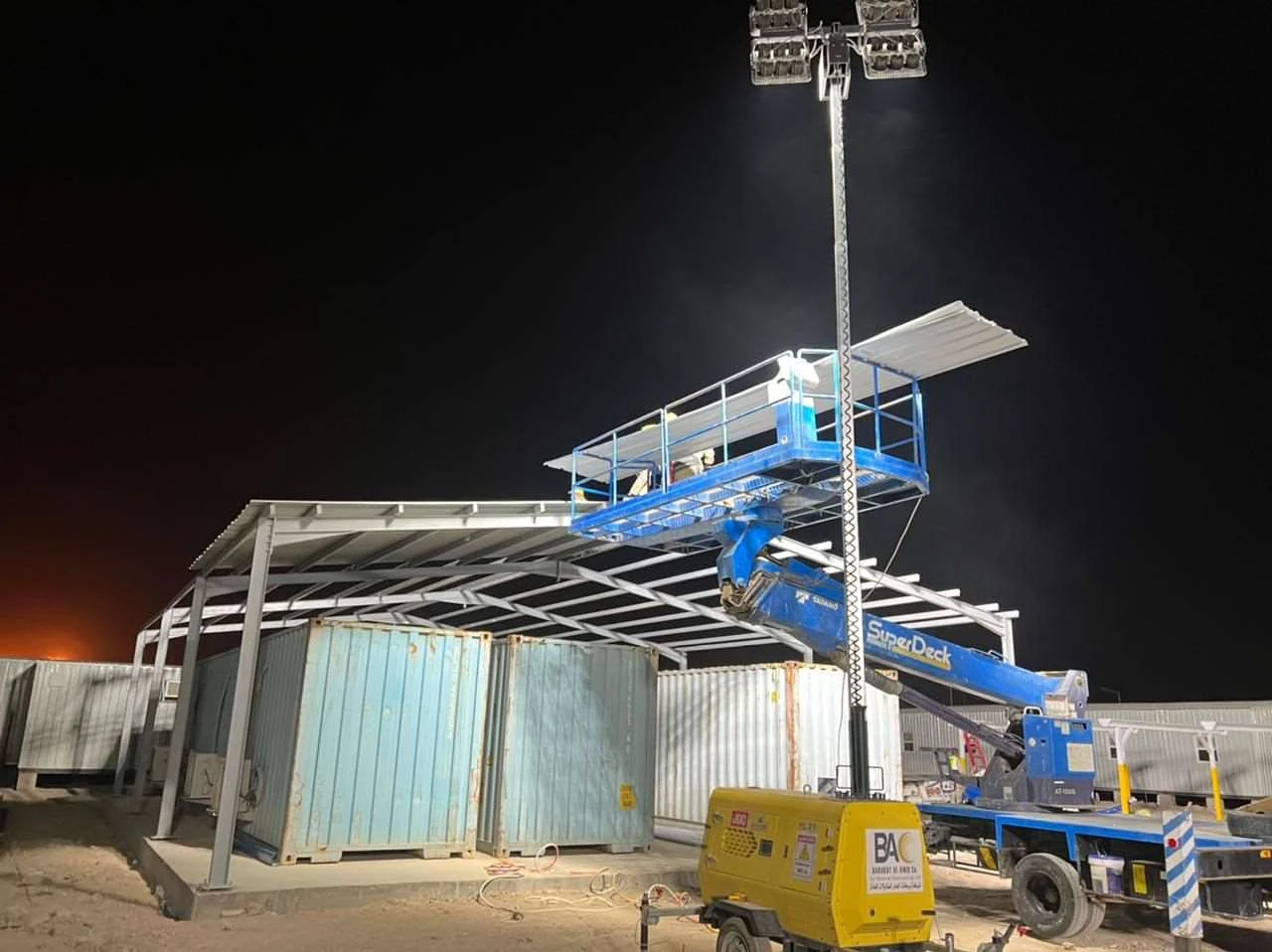 Roofing works for the food storage facilities.