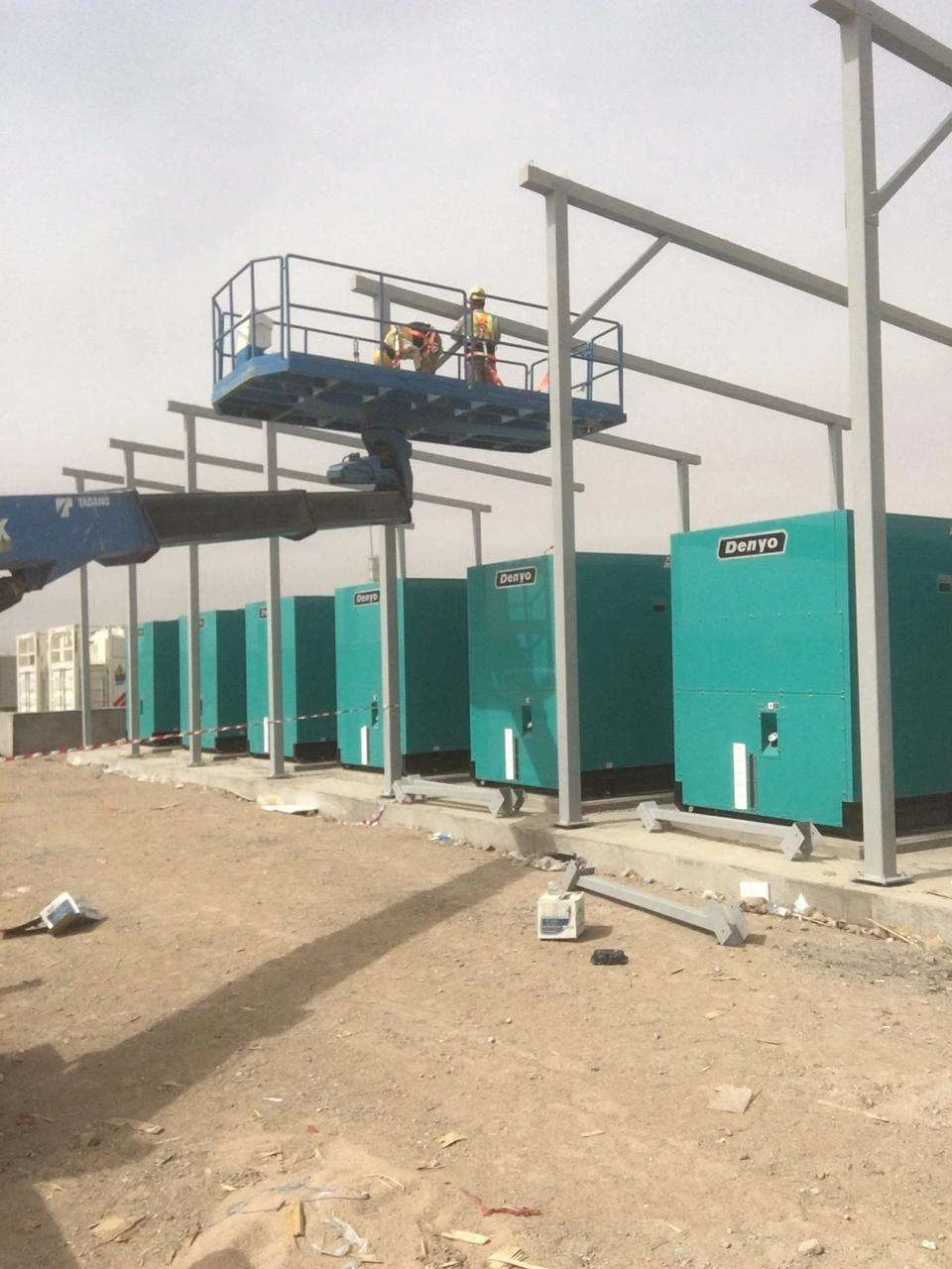Structural framing around installed site equipment.